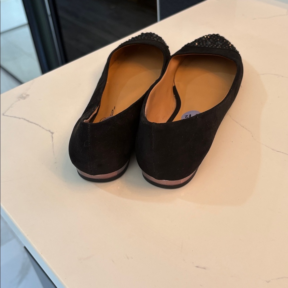 Jessica Simpson black Black Suede ballet  Flats with Embellished Toes - Picture 6 of 7